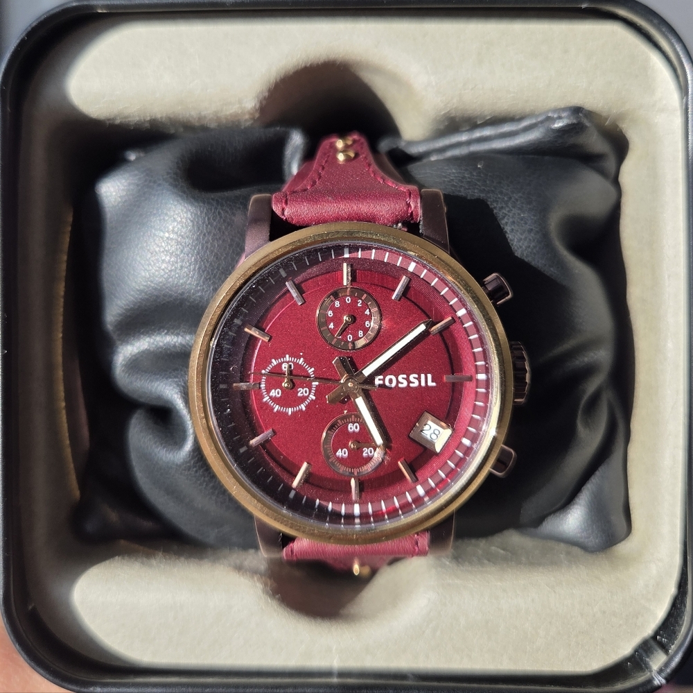 Fossil Burgundy Chronograph Watch